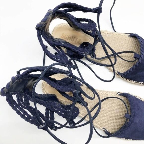 SCHUTZ Kobi Blue Suede Espadrille Flats  - Picture 6 of 7